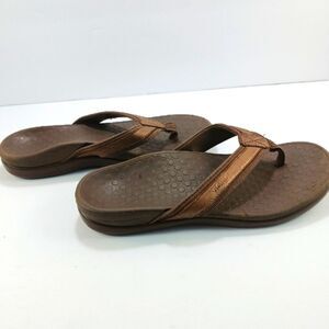 Vionic Tide II Women's Leather Orthotic Sandals Orthotic  Orthaheel Brown 6.5